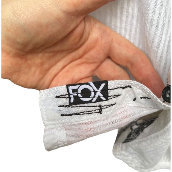 y2k Fox racing white black stripes stars lightweight summer button down size m - Picture 7 of 7